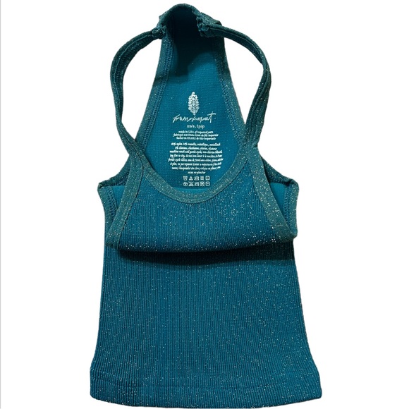 Free People Happiness Runs Lurex Tank Top Off Tropic Lurex XS/S NWOT - Picture 5 of 5